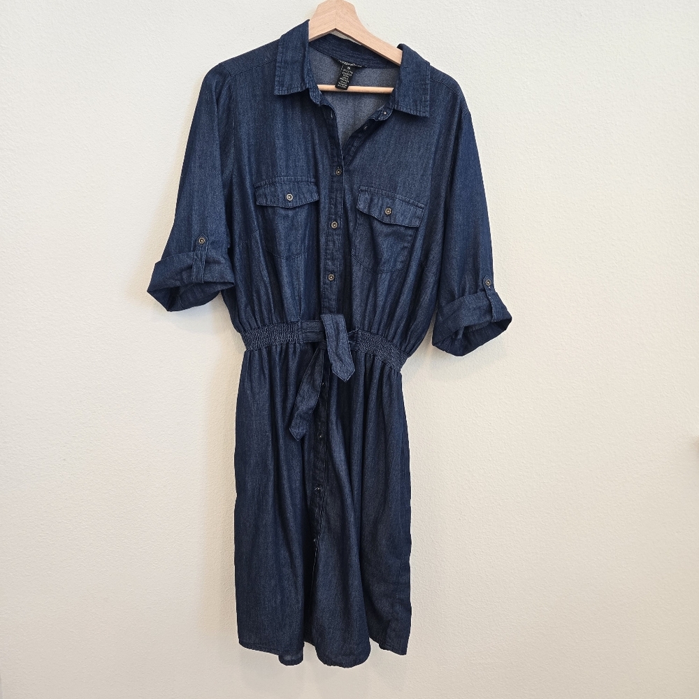 Milleniun Denim Dark Wash Dress Siz 1X Cottagecore Western - Picture 2 of 11